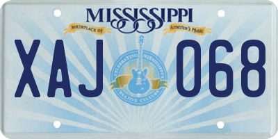 MS license plate XAJ068