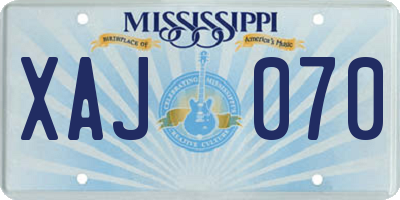 MS license plate XAJ070