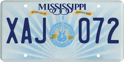 MS license plate XAJ072