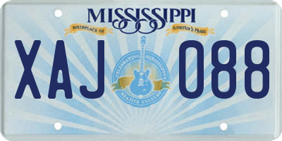 MS license plate XAJ088