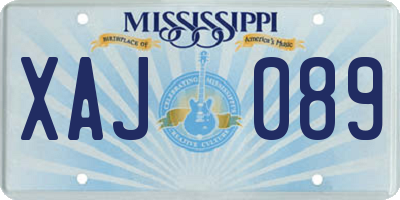 MS license plate XAJ089