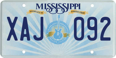 MS license plate XAJ092