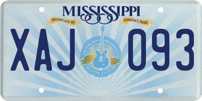 MS license plate XAJ093