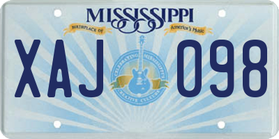 MS license plate XAJ098