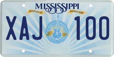 MS license plate XAJ100