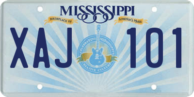 MS license plate XAJ101
