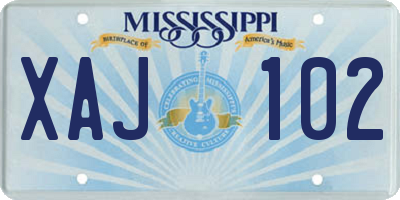 MS license plate XAJ102