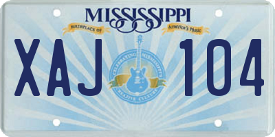 MS license plate XAJ104