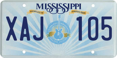 MS license plate XAJ105