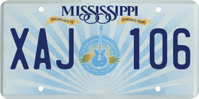 MS license plate XAJ106