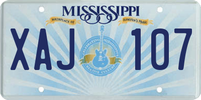 MS license plate XAJ107