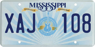 MS license plate XAJ108