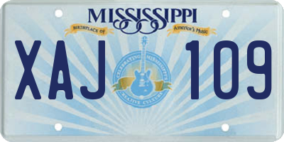 MS license plate XAJ109
