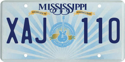 MS license plate XAJ110