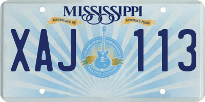 MS license plate XAJ113