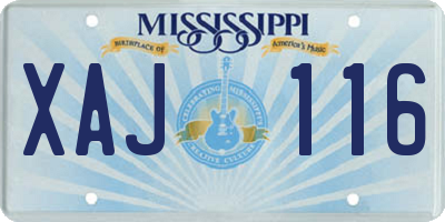 MS license plate XAJ116