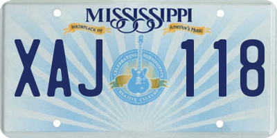 MS license plate XAJ118
