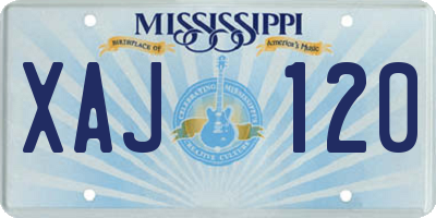 MS license plate XAJ120