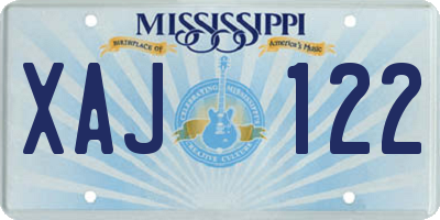 MS license plate XAJ122