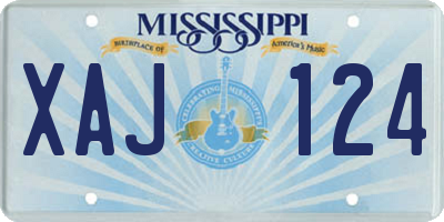 MS license plate XAJ124