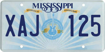 MS license plate XAJ125