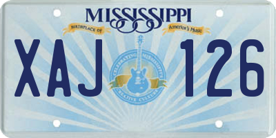 MS license plate XAJ126