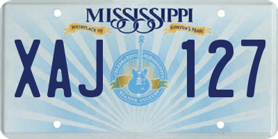 MS license plate XAJ127