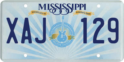 MS license plate XAJ129