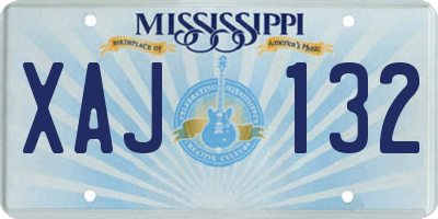 MS license plate XAJ132