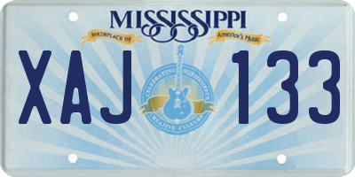 MS license plate XAJ133