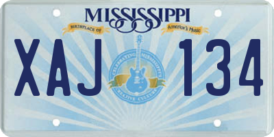 MS license plate XAJ134