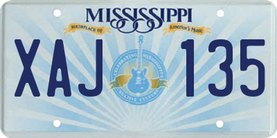 MS license plate XAJ135