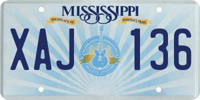 MS license plate XAJ136