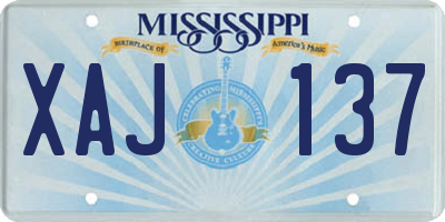 MS license plate XAJ137