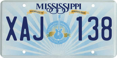 MS license plate XAJ138