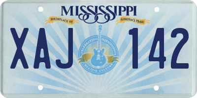 MS license plate XAJ142