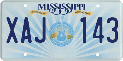 MS license plate XAJ143