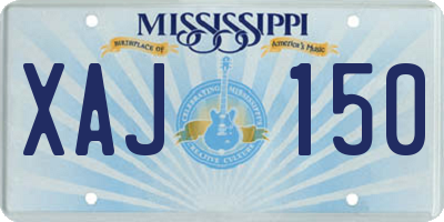 MS license plate XAJ150