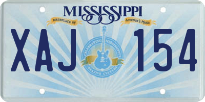 MS license plate XAJ154
