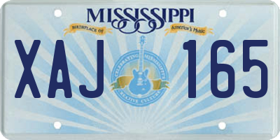 MS license plate XAJ165