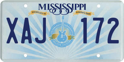 MS license plate XAJ172