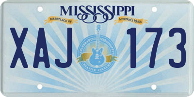 MS license plate XAJ173
