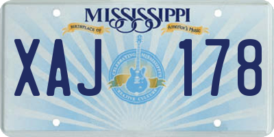 MS license plate XAJ178