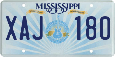 MS license plate XAJ180