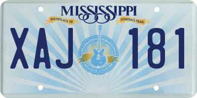 MS license plate XAJ181