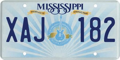MS license plate XAJ182
