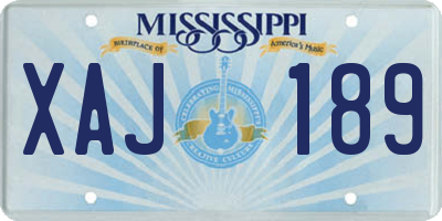 MS license plate XAJ189
