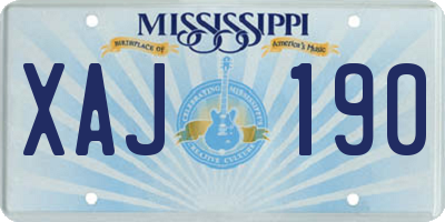 MS license plate XAJ190