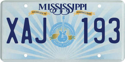 MS license plate XAJ193