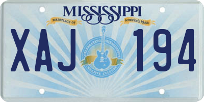 MS license plate XAJ194